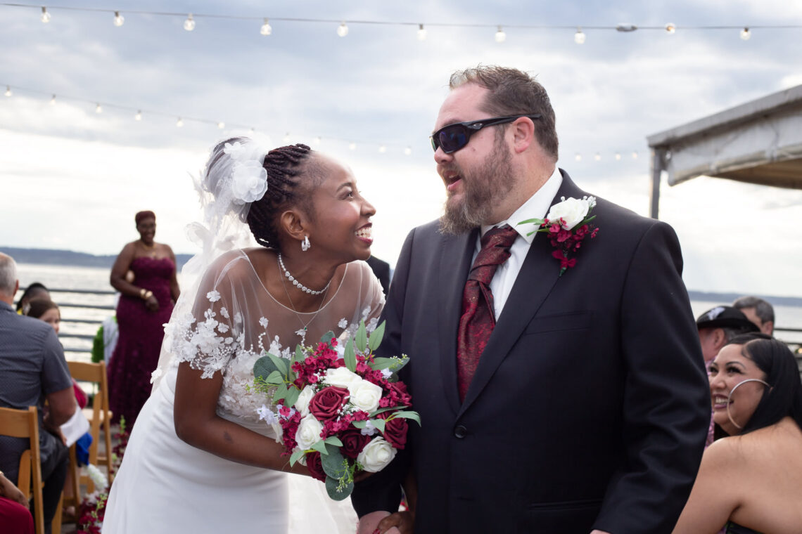Smiling as we start our life together.